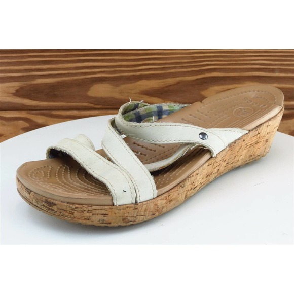 Crocs Sz 7 M‎ Beige Slide Synthetic Women Sandals - Picture 1 of 7